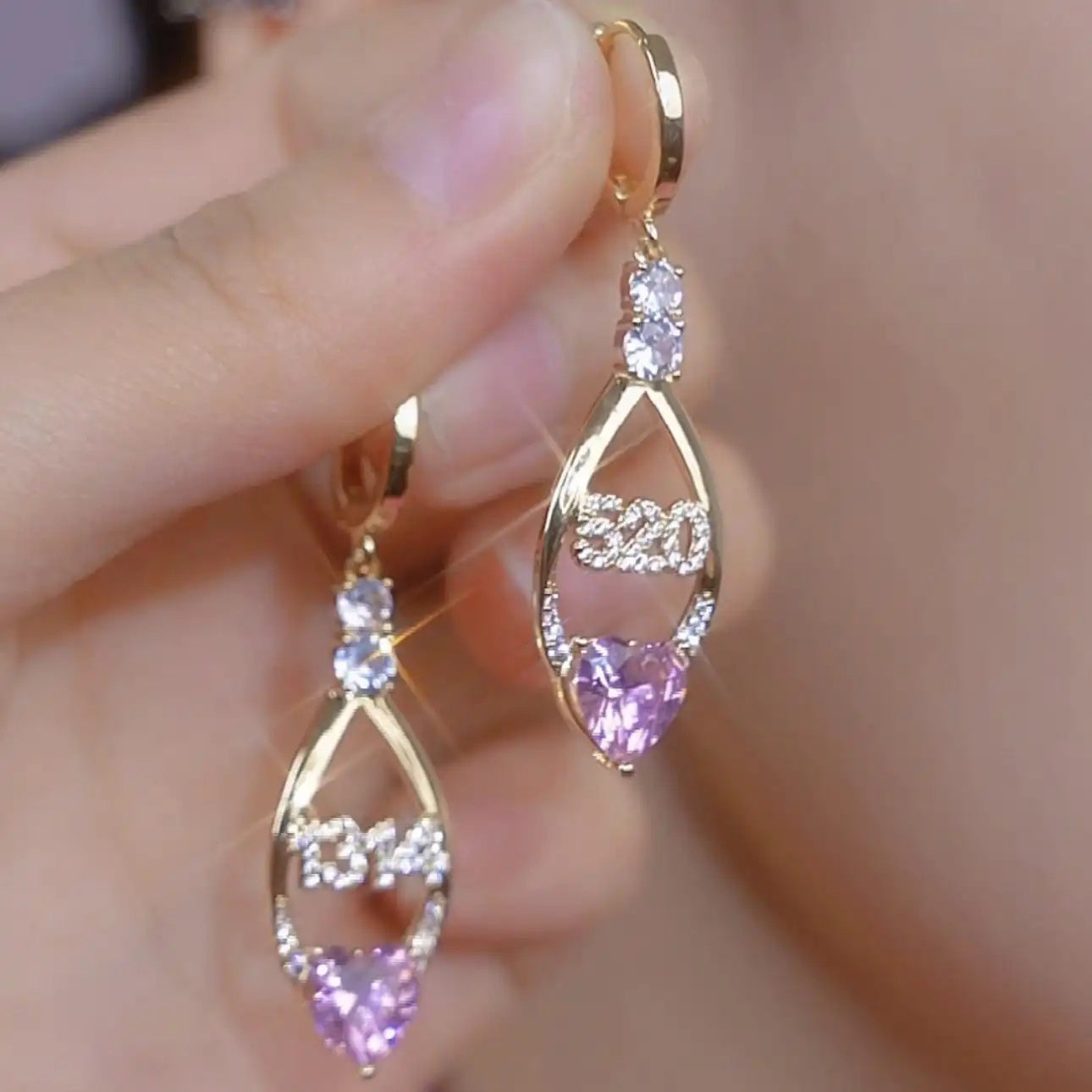 1314 Crystal Number Stud Earrings