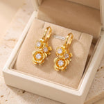18k Crystal Flower Stud Earrings
