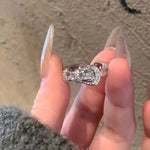 18k Crystal Horseshoe Clasp Open Ring
