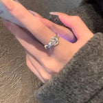 18k Crystal Horseshoe Clasp Open Ring
