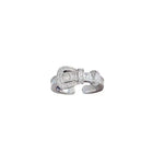 18k Crystal Horseshoe Clasp Open Ring