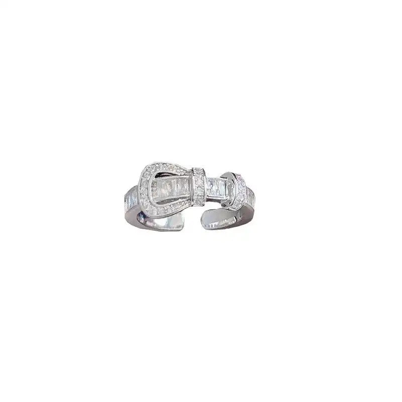 18k Crystal Horseshoe Clasp Open Ring