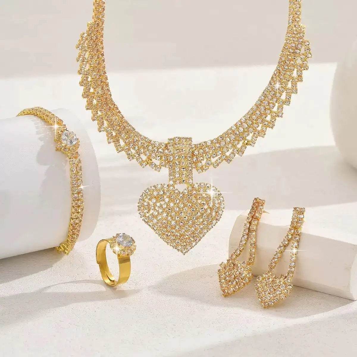2- Claw Chain Crystal Heart Necklace