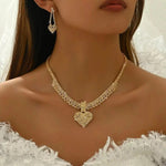 2- Claw Chain Crystal Heart Necklace