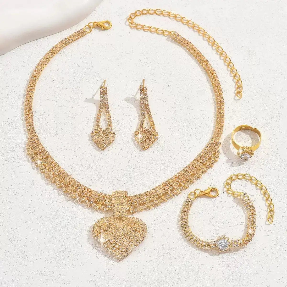2- Claw Chain Crystal Heart Necklace