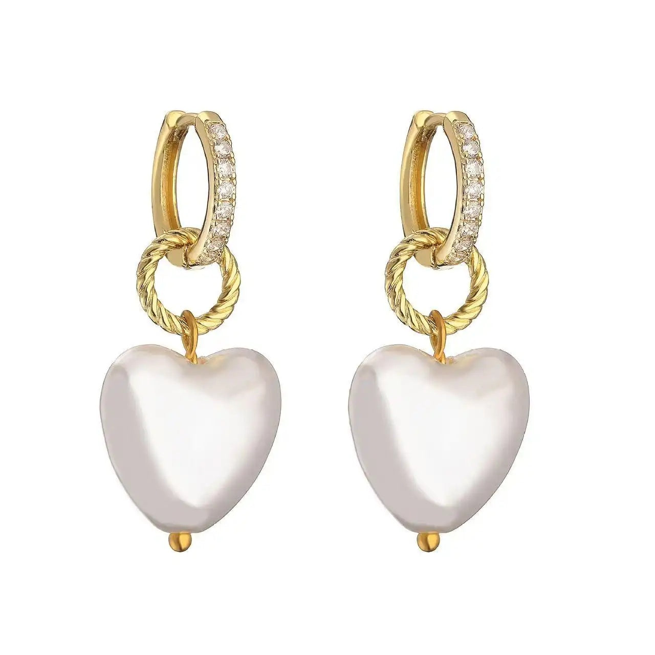 3d Heart-Shaped Pearl and Ear Jewelry Set
