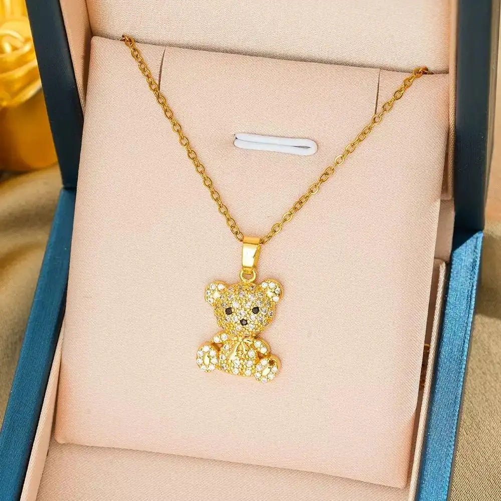 3d Teddy Bear Pendant Necklace