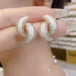 925 A Geometric Double O Stud Earrings