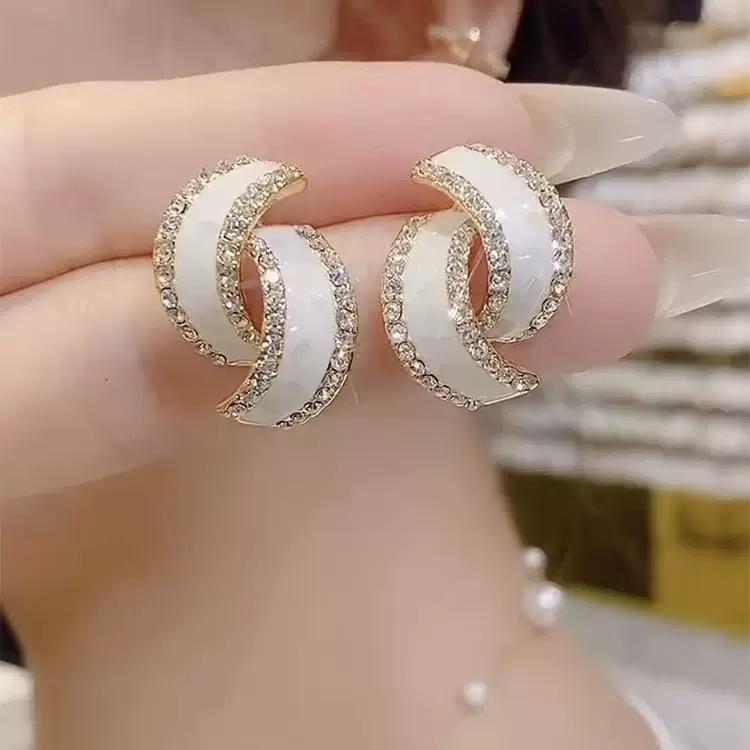 925 A Geometric Double O Stud Earrings