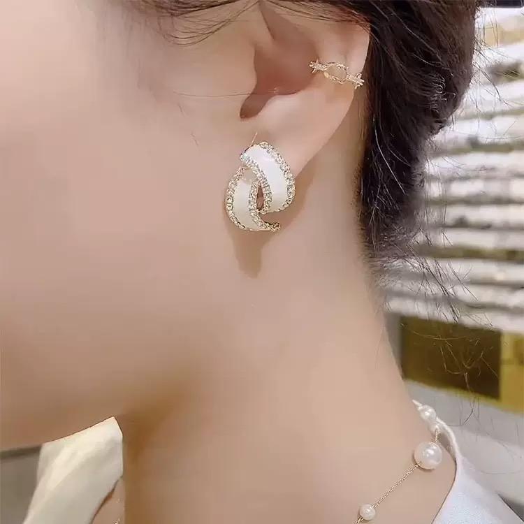 925 A Geometric Double O Stud Earrings