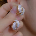 925 A Geometric Double O Stud Earrings