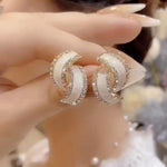 925 A Geometric Double O Stud Earrings