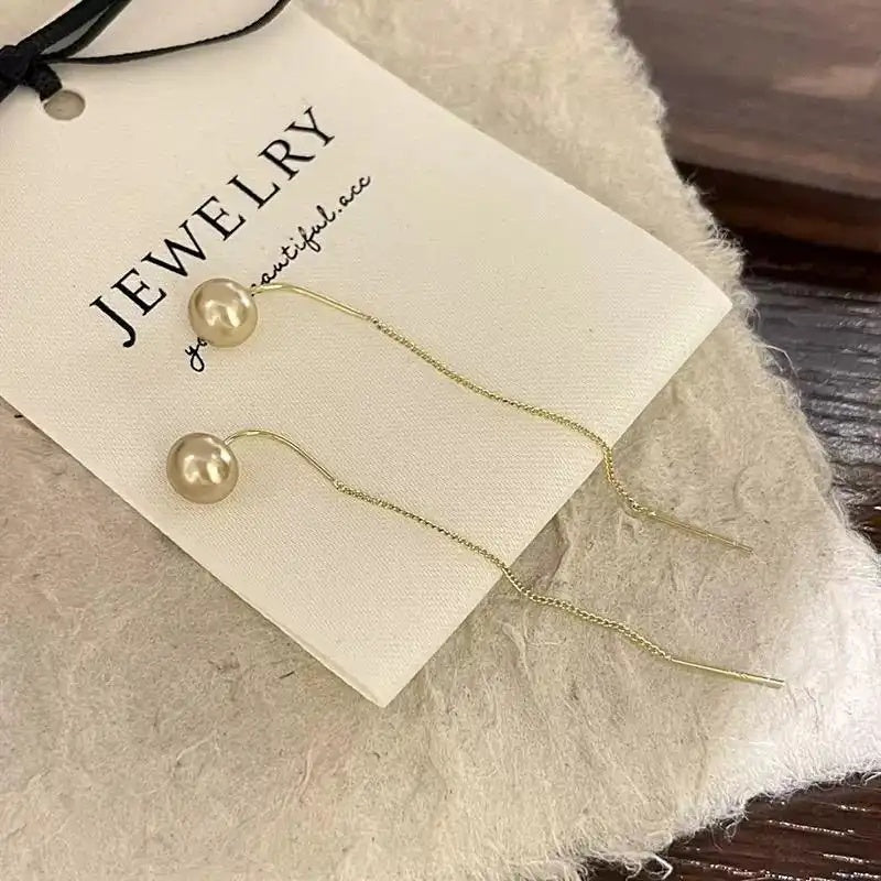 925 Long Tassel Drop Earrings