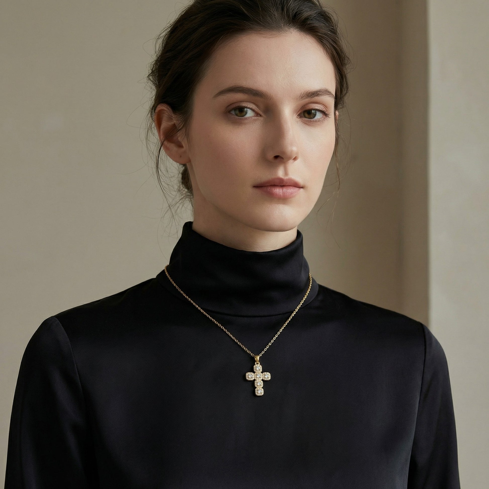 Crystal Bubble Cross Necklace