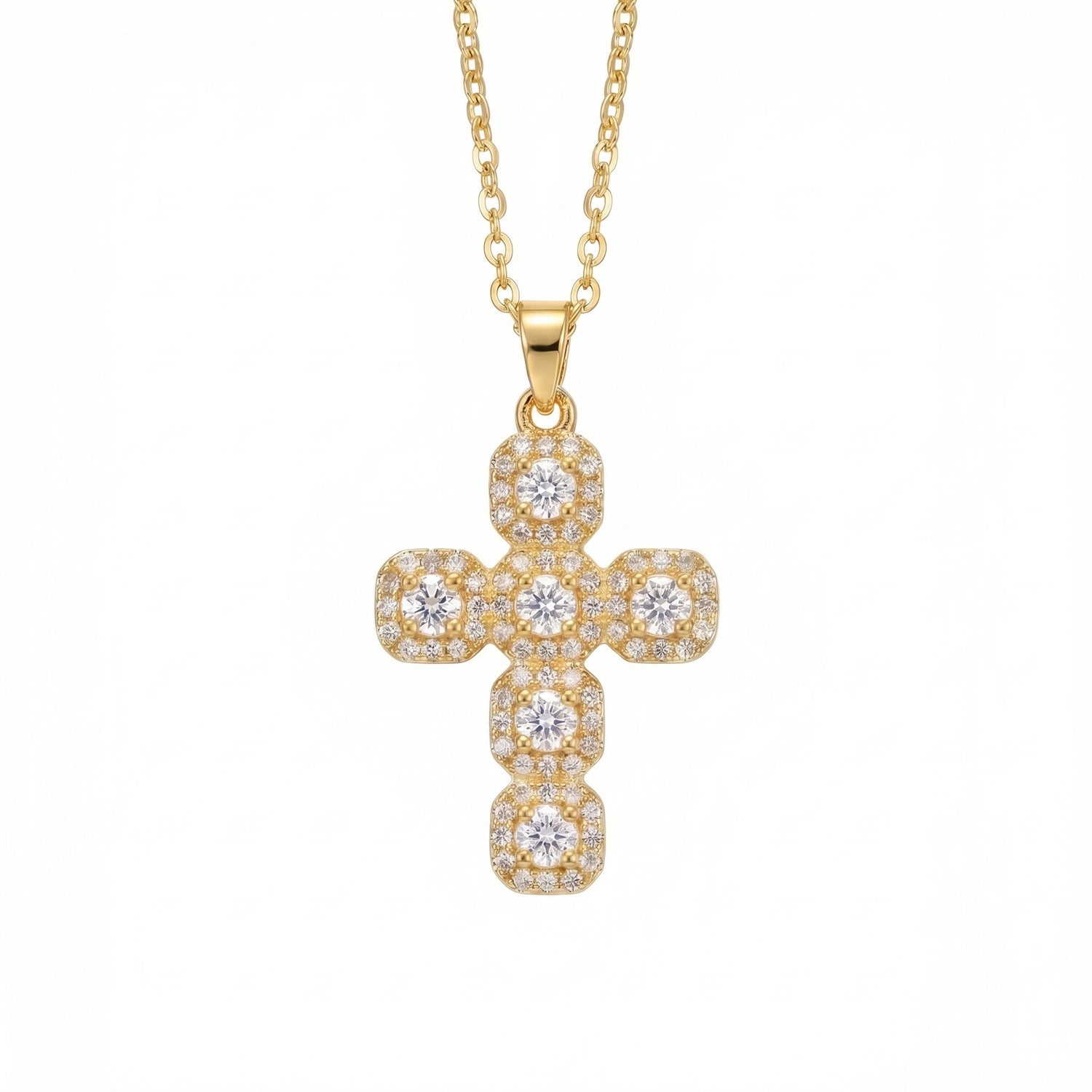 Crystal Bubble Cross Necklace