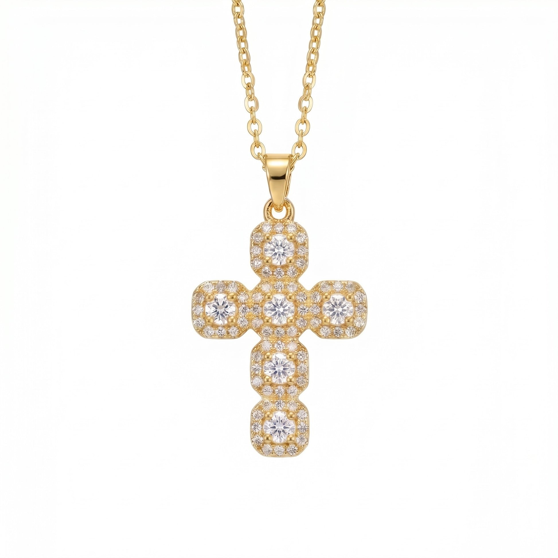 Crystal Bubble Cross Necklace