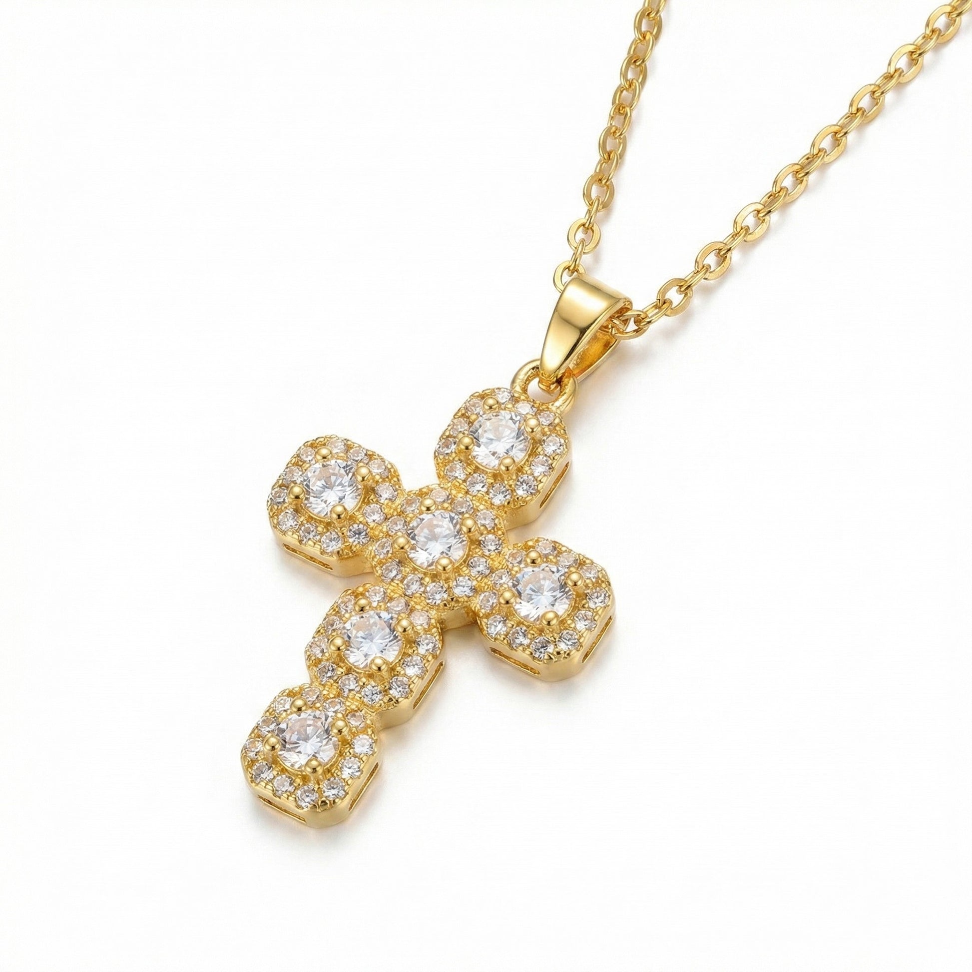 Crystal Bubble Cross Necklace