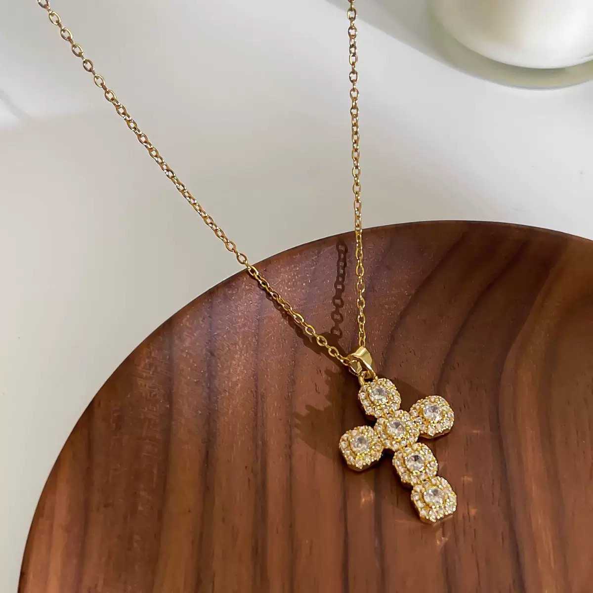 Crystal Bubble Cross Necklace