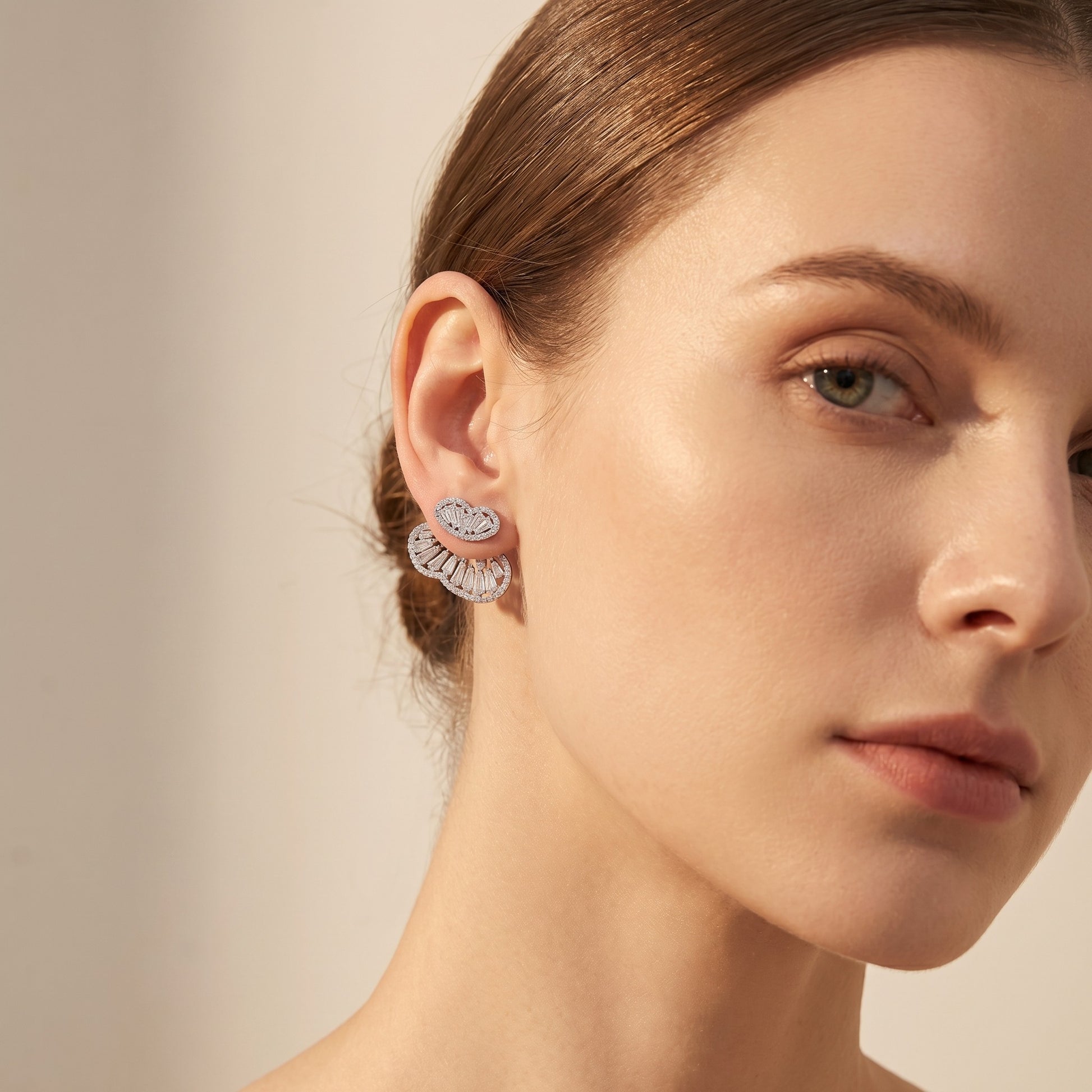 Crystal Floral Ear Jacket Earrings