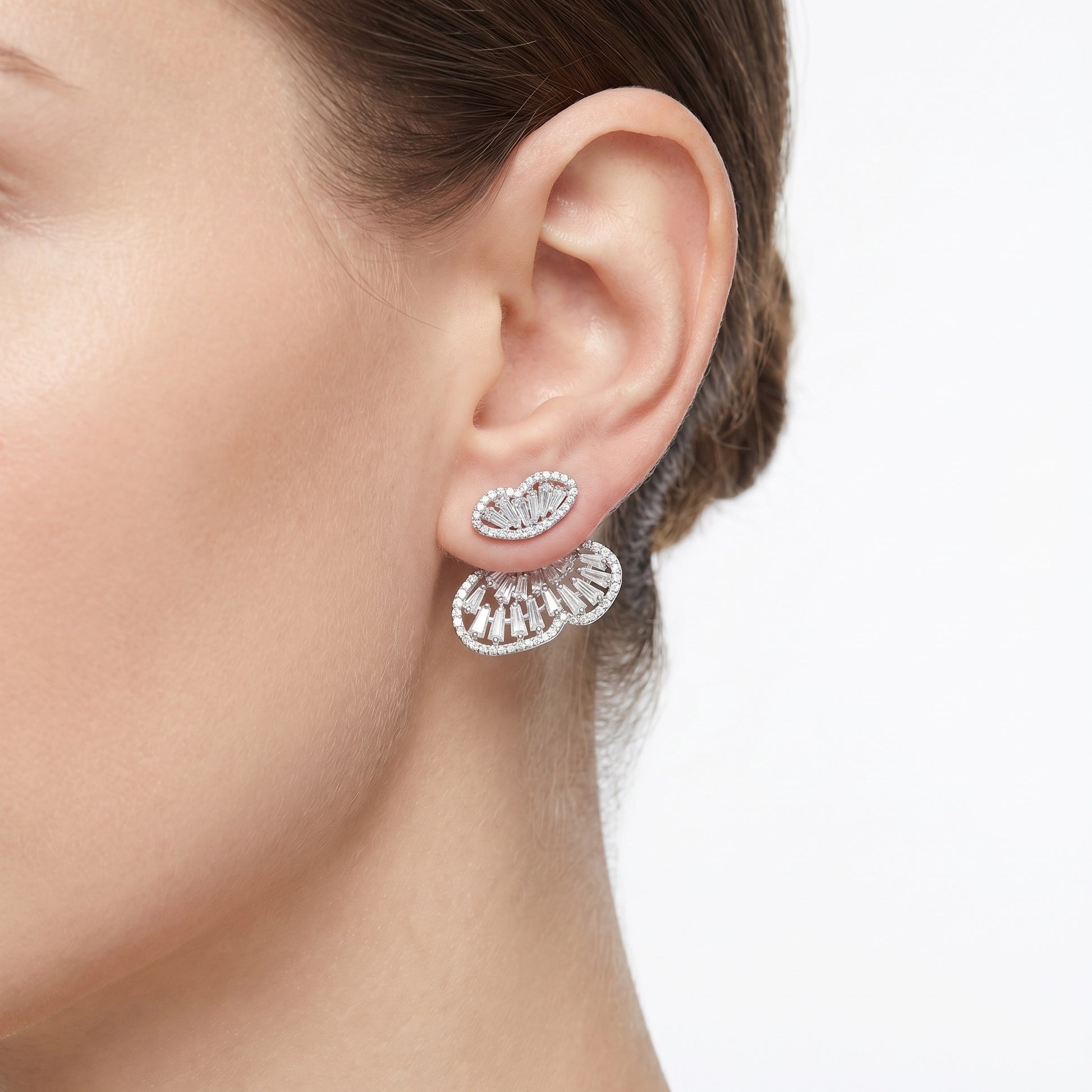 Crystal Floral Ear Jacket Earrings