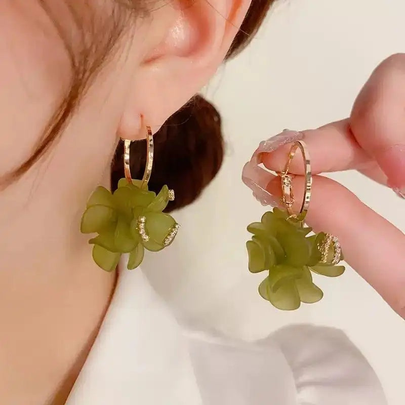 Acrylic Flower Korean Petal Hoop Earrings