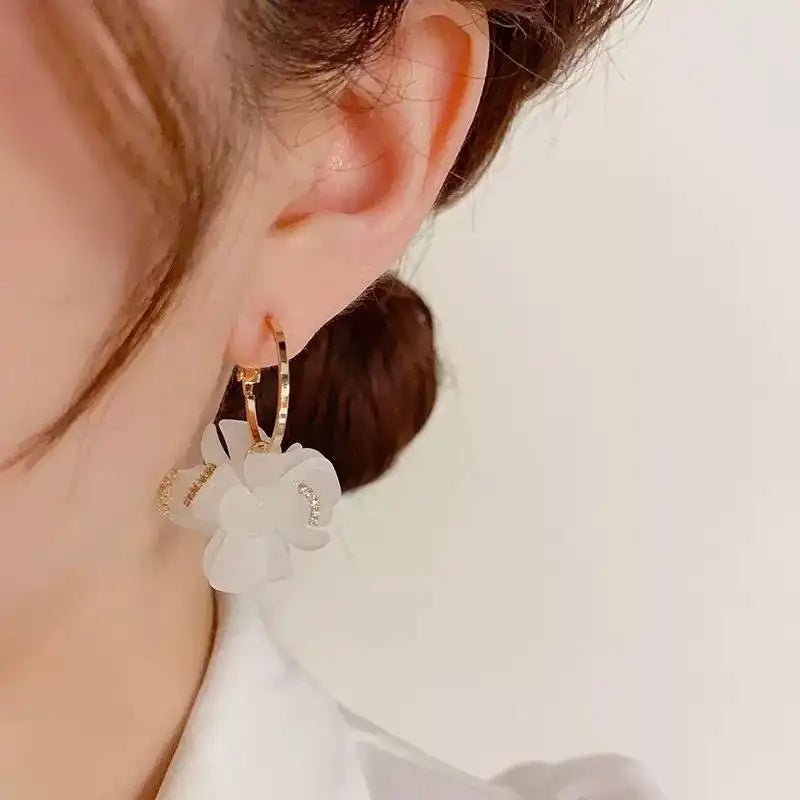 Acrylic Flower Korean Petal Hoop Earrings