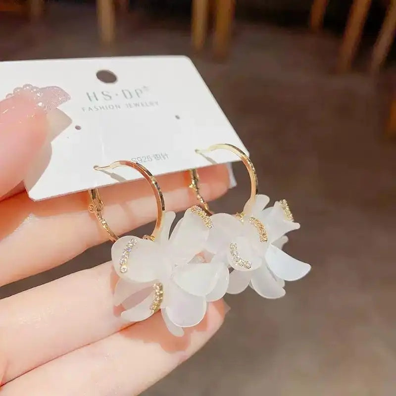 Acrylic Flower Korean Petal Hoop Earrings