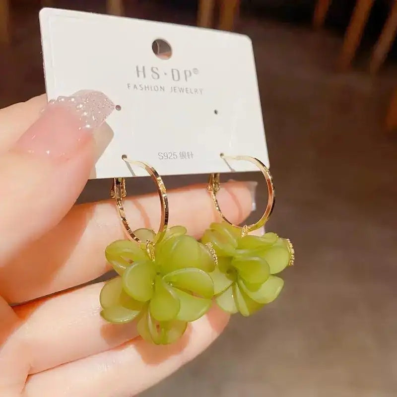 Acrylic Flower Korean Petal Hoop Earrings