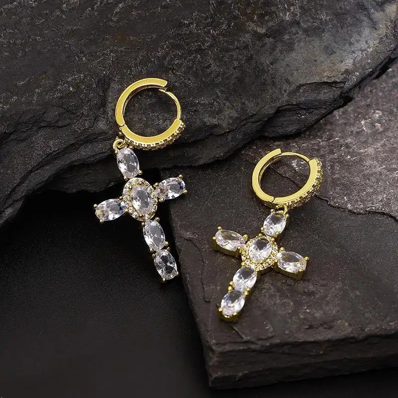Adjustable Transparent Crystal Cross Ear Cuffs