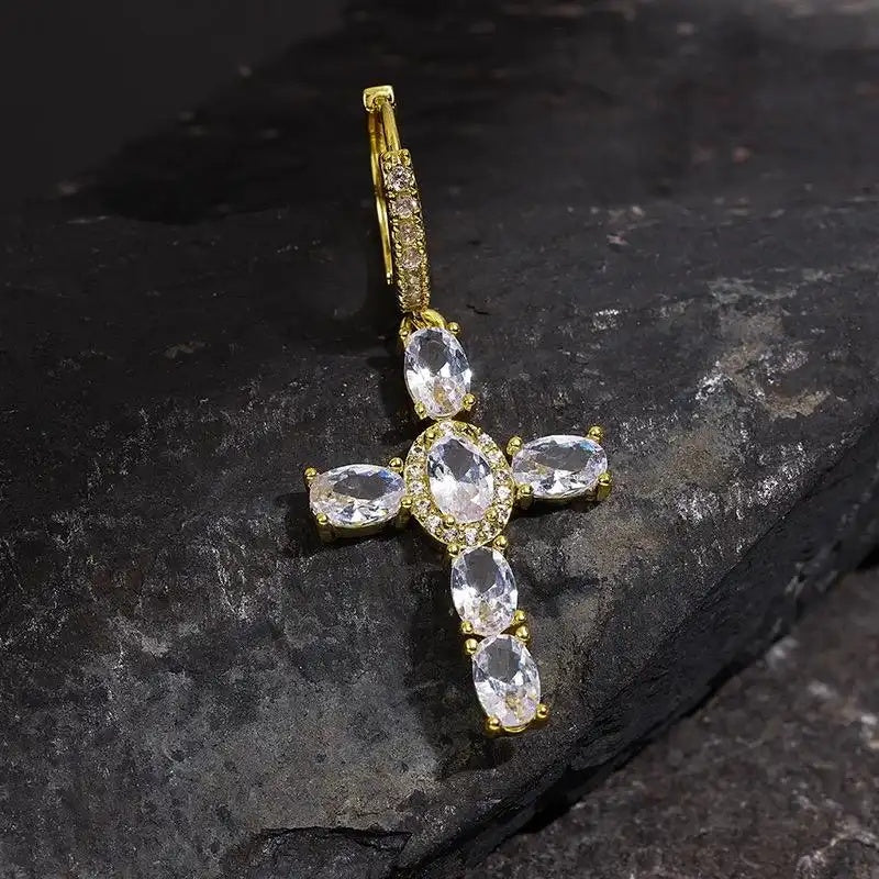 Adjustable Transparent Crystal Cross Ear Cuffs