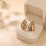 Aesthetic Gold-Tone Mother of Pearl Hoop Earrings