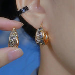 Aesthetic Gold-Tone Mother of Pearl Hoop Earrings