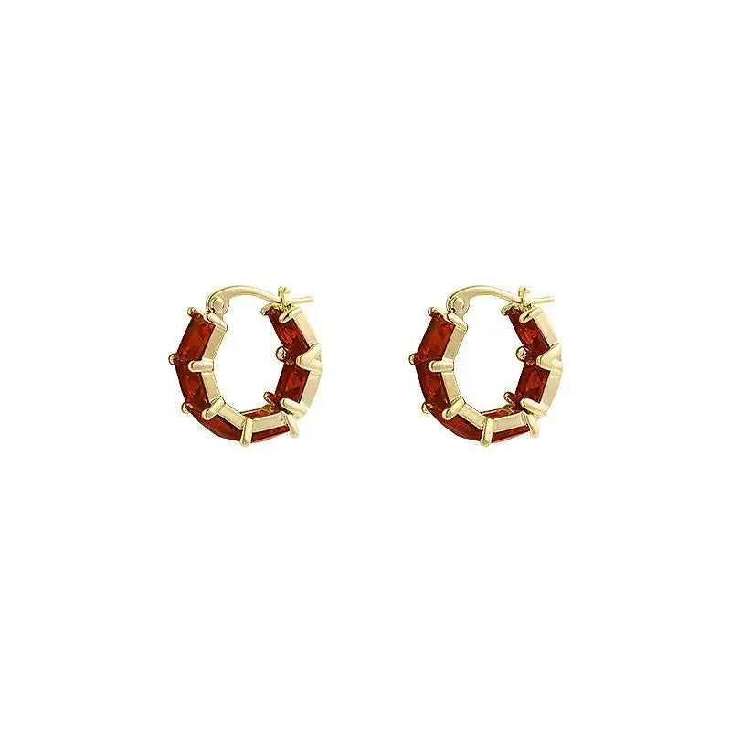 Angora Red Square Earrings