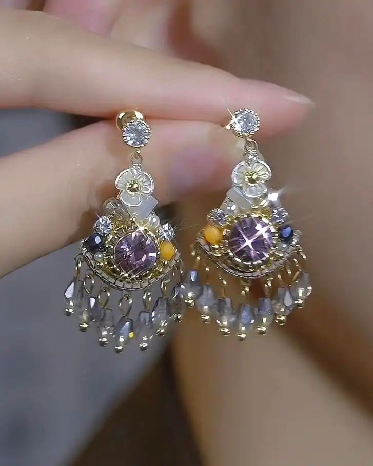 Antique Bohemian Crystal Drop Earrings