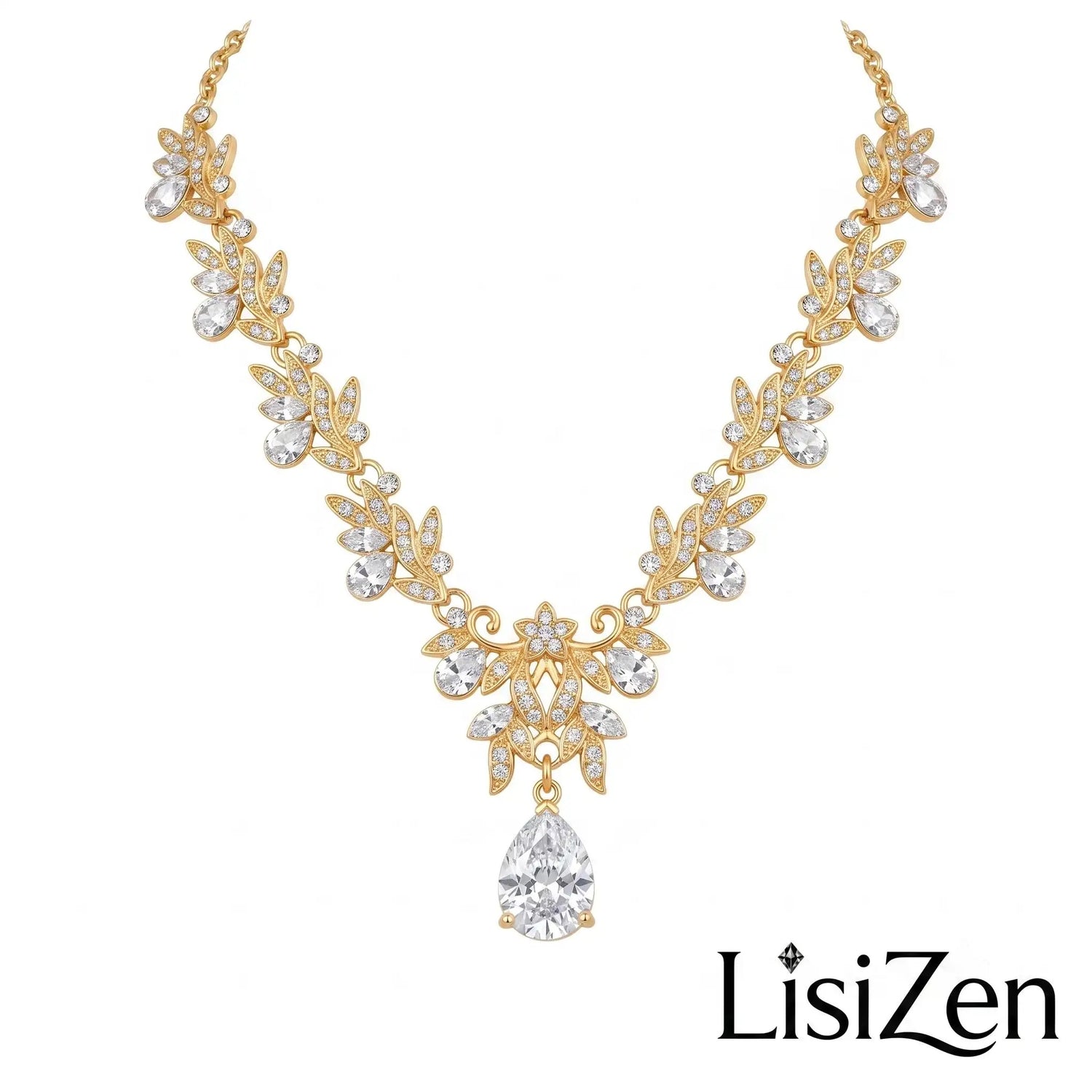 Antique-Finish Alloy Floral Bridal Necklace