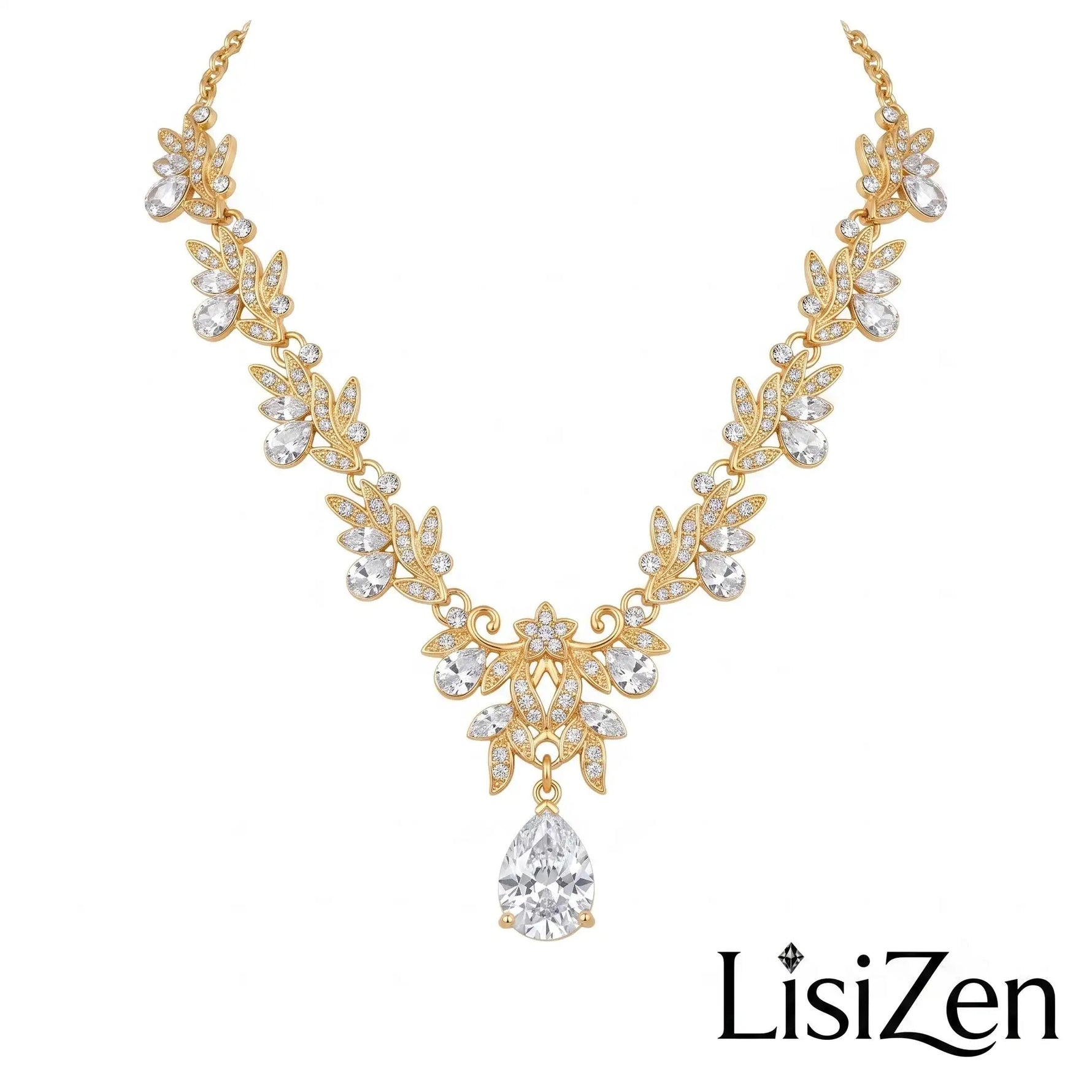 Antique-Finish Alloy Floral Bridal Necklace