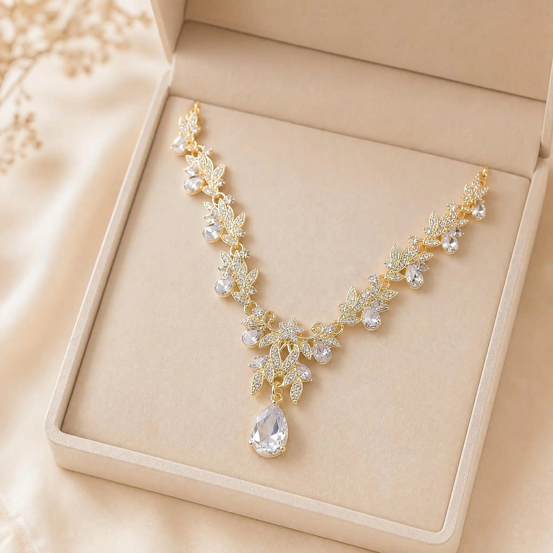 Antique-Finish Alloy Floral Bridal Necklace