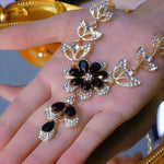 Antique-Finish Alloy Multi-Color Crystal Flower Necklace