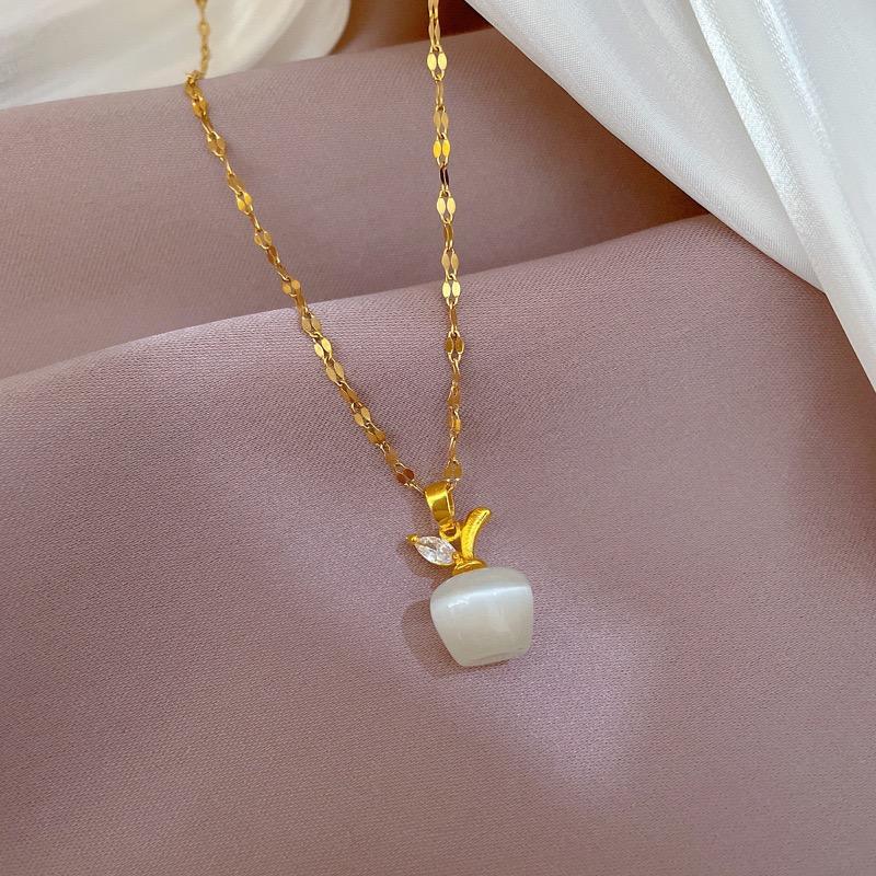 Apple Christmas Eve Stainless Steel Pendant Necklace