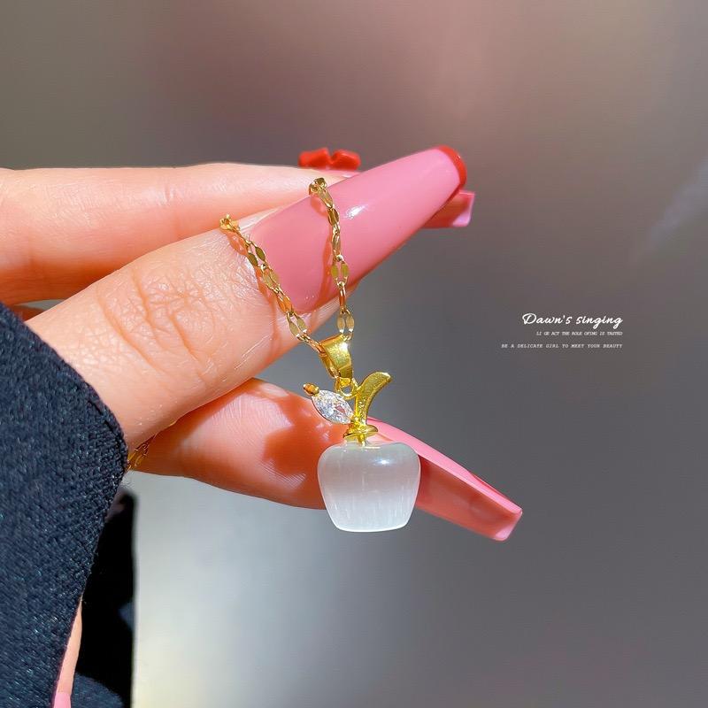 Apple Christmas Eve Stainless Steel Pendant Necklace