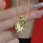 Artistic Vintage Crystal Virgin Mary Pendant Necklace