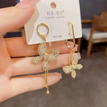 Asymmetric Butterfly Tassel Drop Earrings