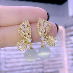 Asymmetrical Butterfly Wing Cat Eye Earrings