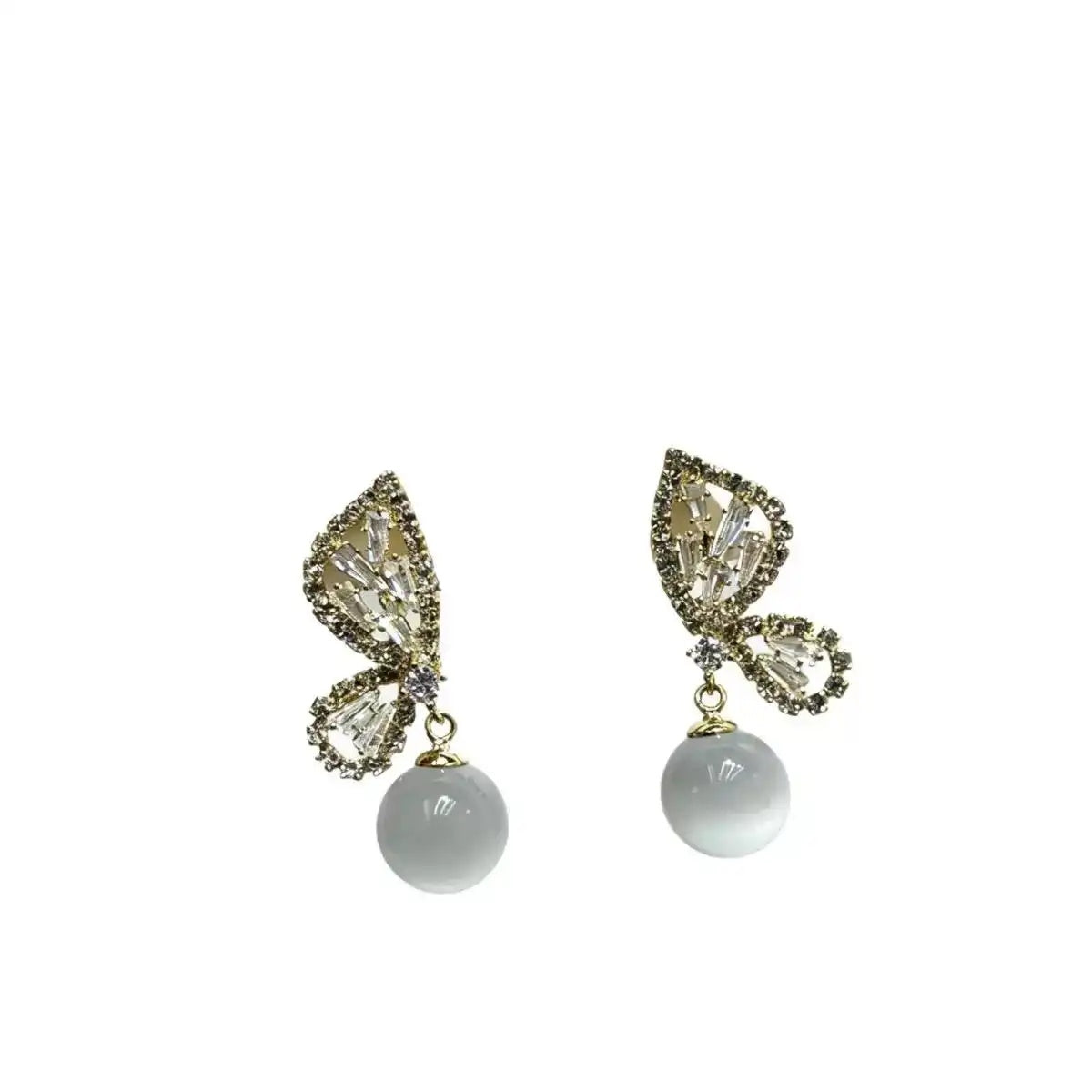 Asymmetrical Butterfly Wing Cat Eye Earrings