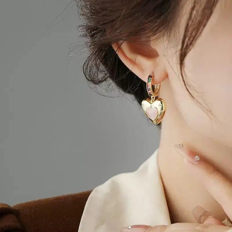 Asymmetrical Heart Crystal Sense Drop Earrings