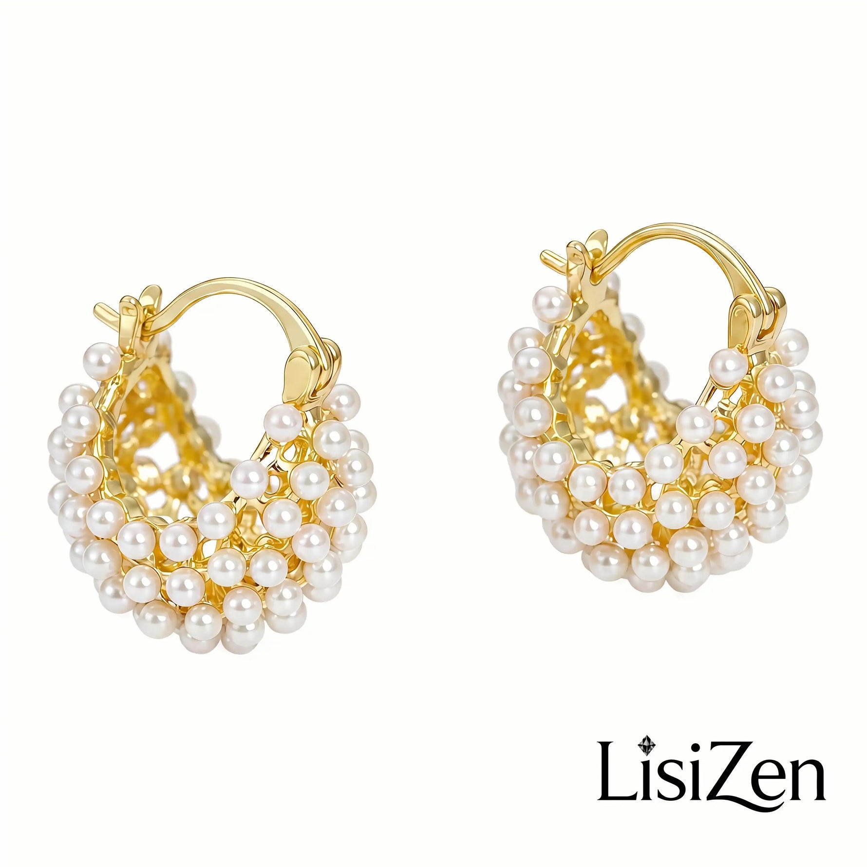 Beaded Basket Hoop Earrings