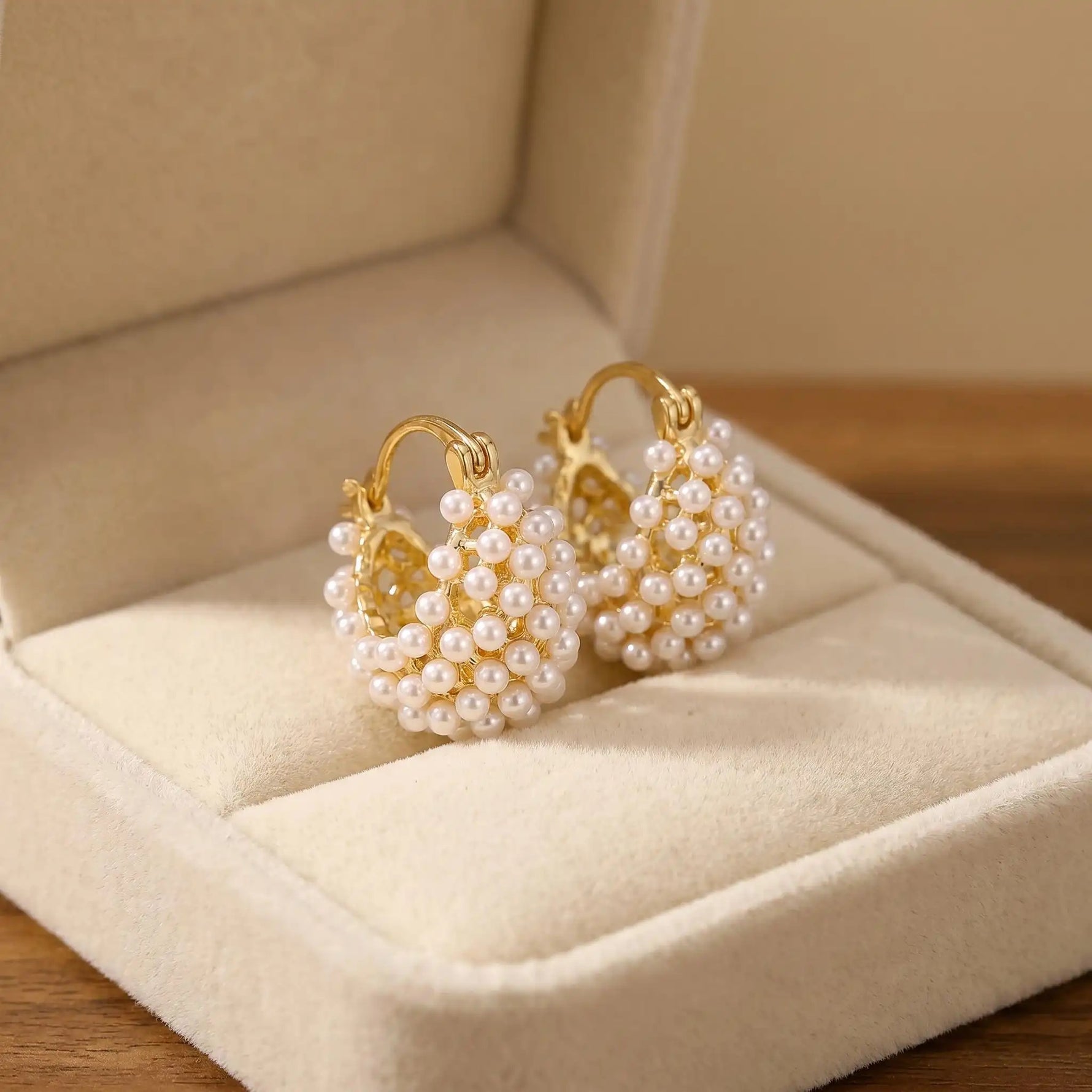 Beaded Basket Hoop Earrings