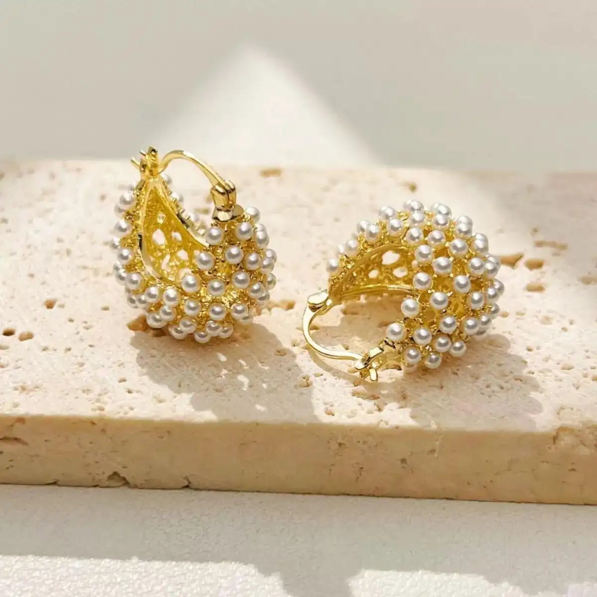 Beaded Basket Hoop Earrings