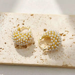 Beaded Basket Hoop Earrings