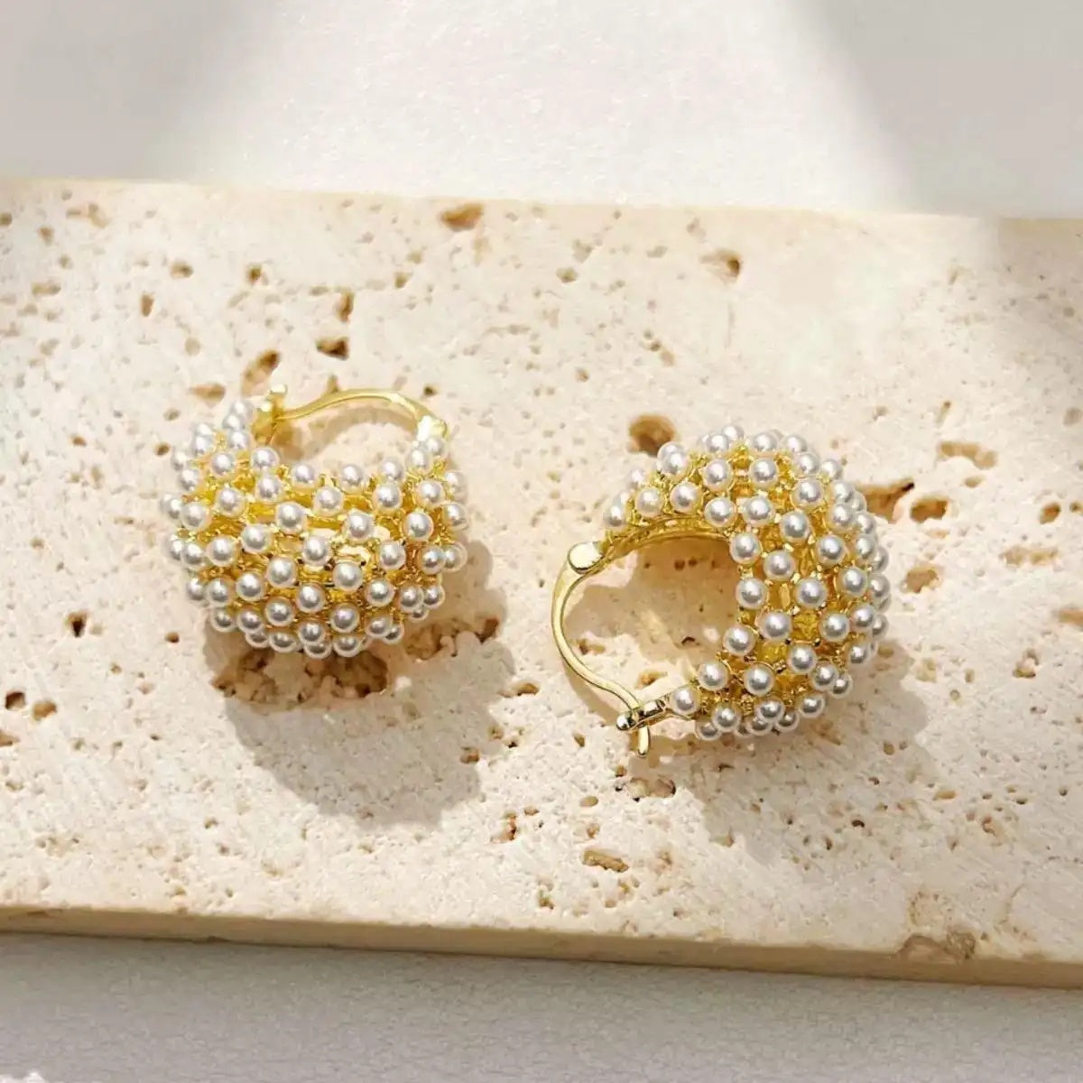Beaded Basket Hoop Earrings